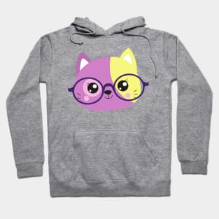 Hipster Cat, Cat With Glasses, Kitten, Little Cat Hoodie